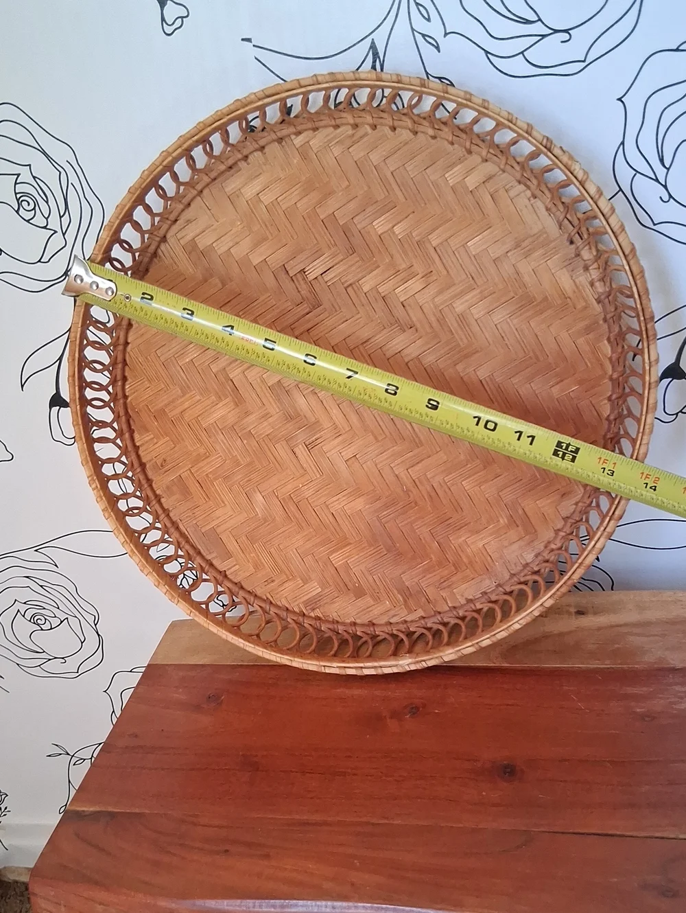 Vintage 1980's Natural Rattan Basket With Lid Boho Basket